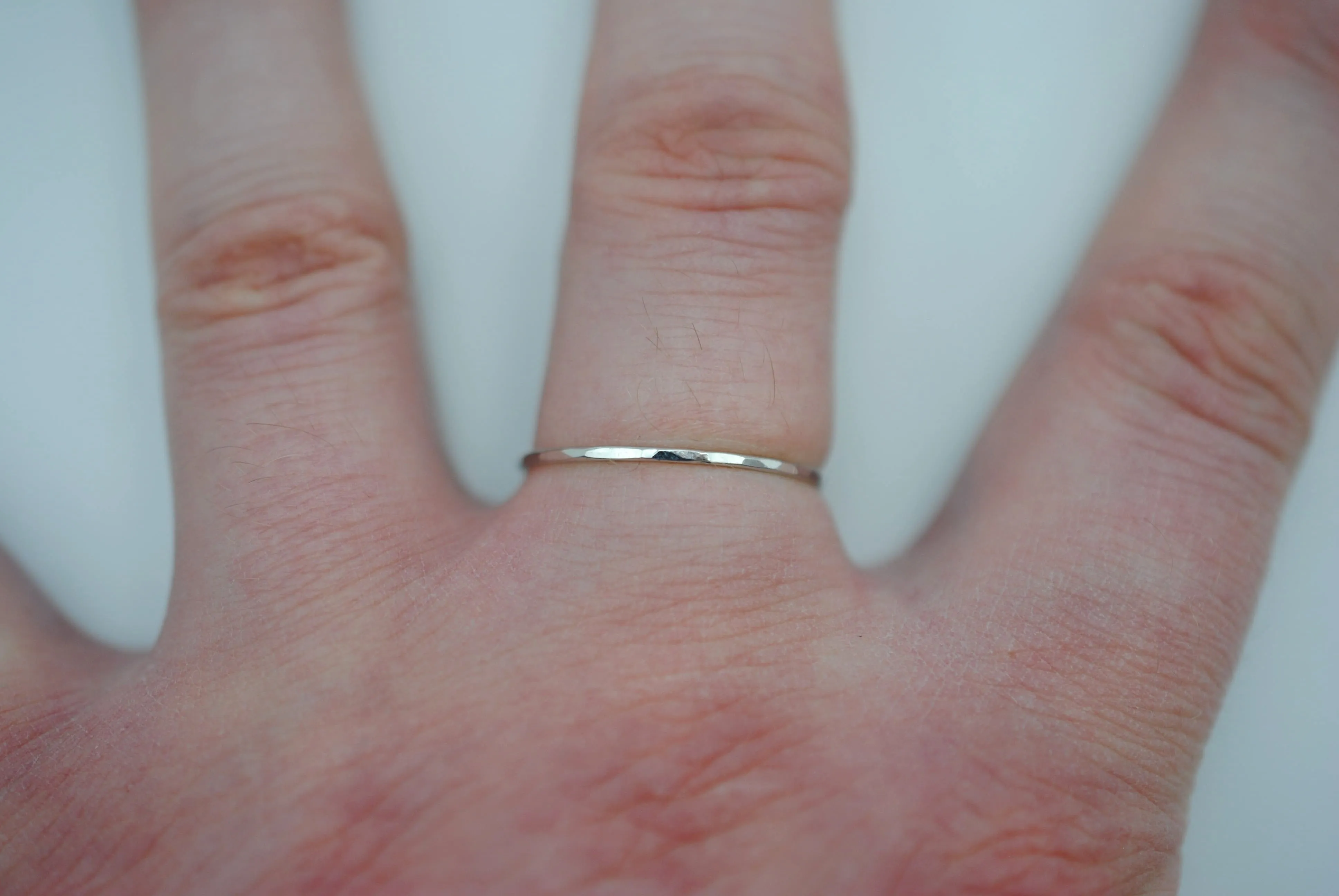 Thin Rhodium Stacker Ring