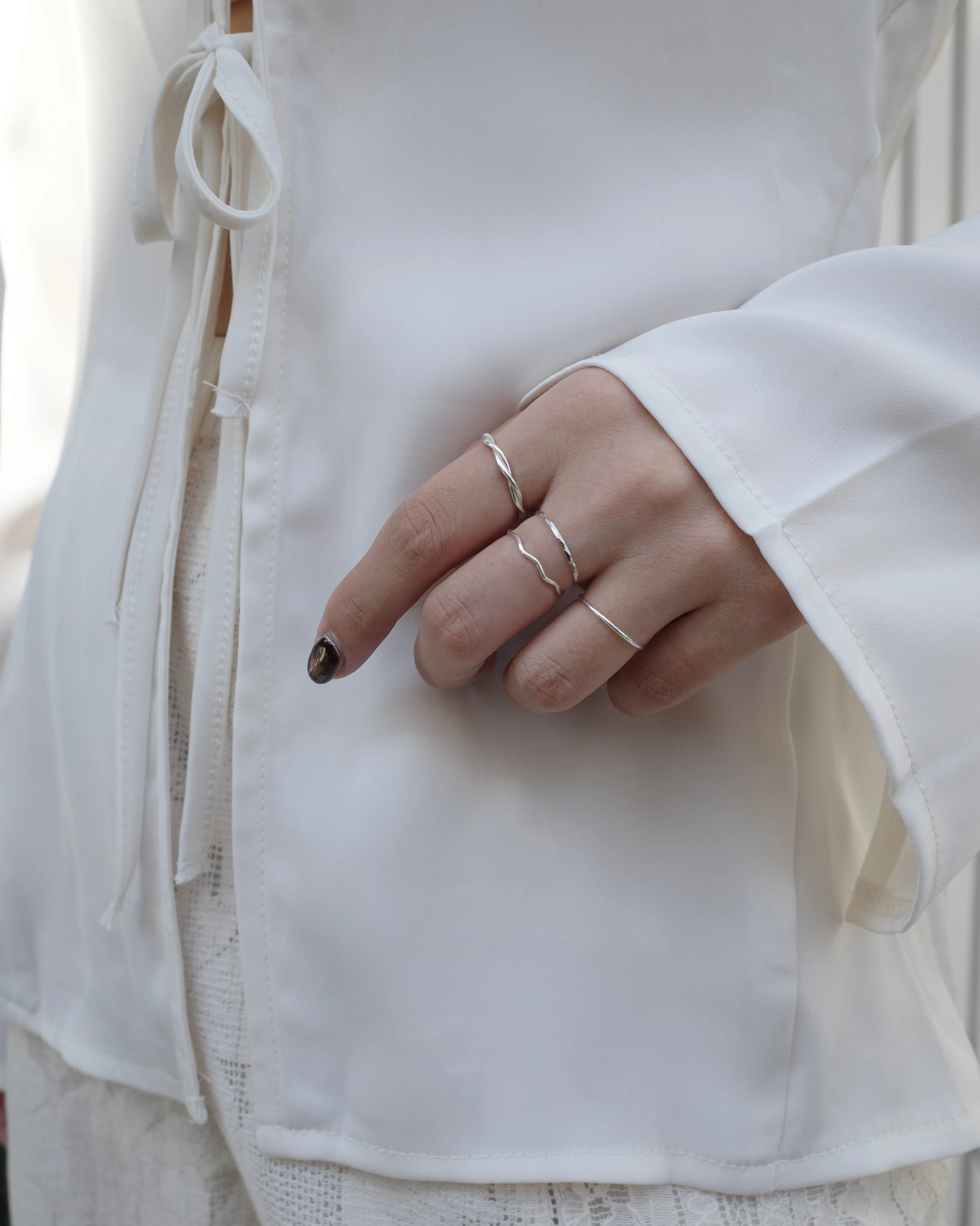 thin ripple line ring (silver925)