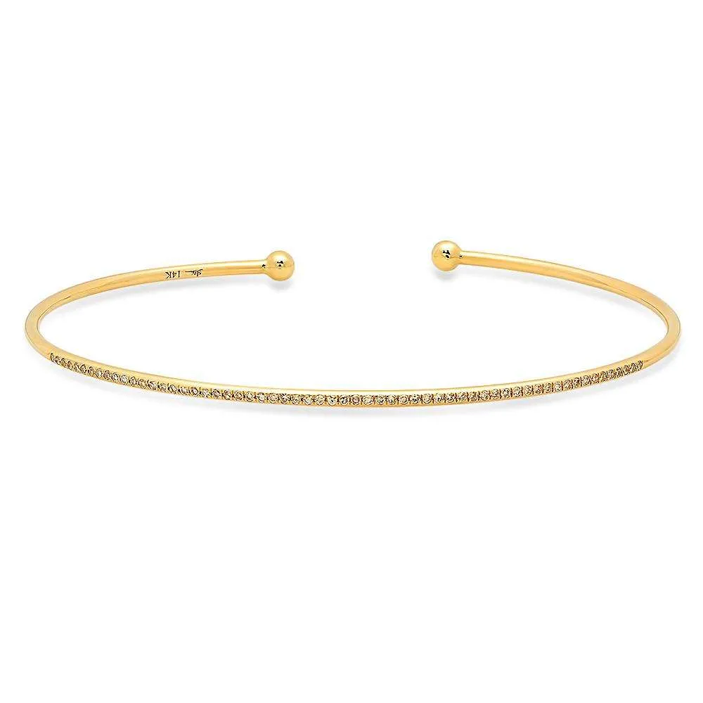 Thin Yellow Gold Diamond Bangle