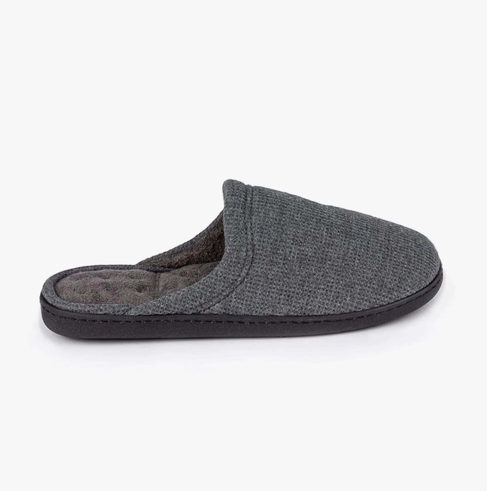Totes Isotoner WAFFLE Mens Mule Slippers Grey