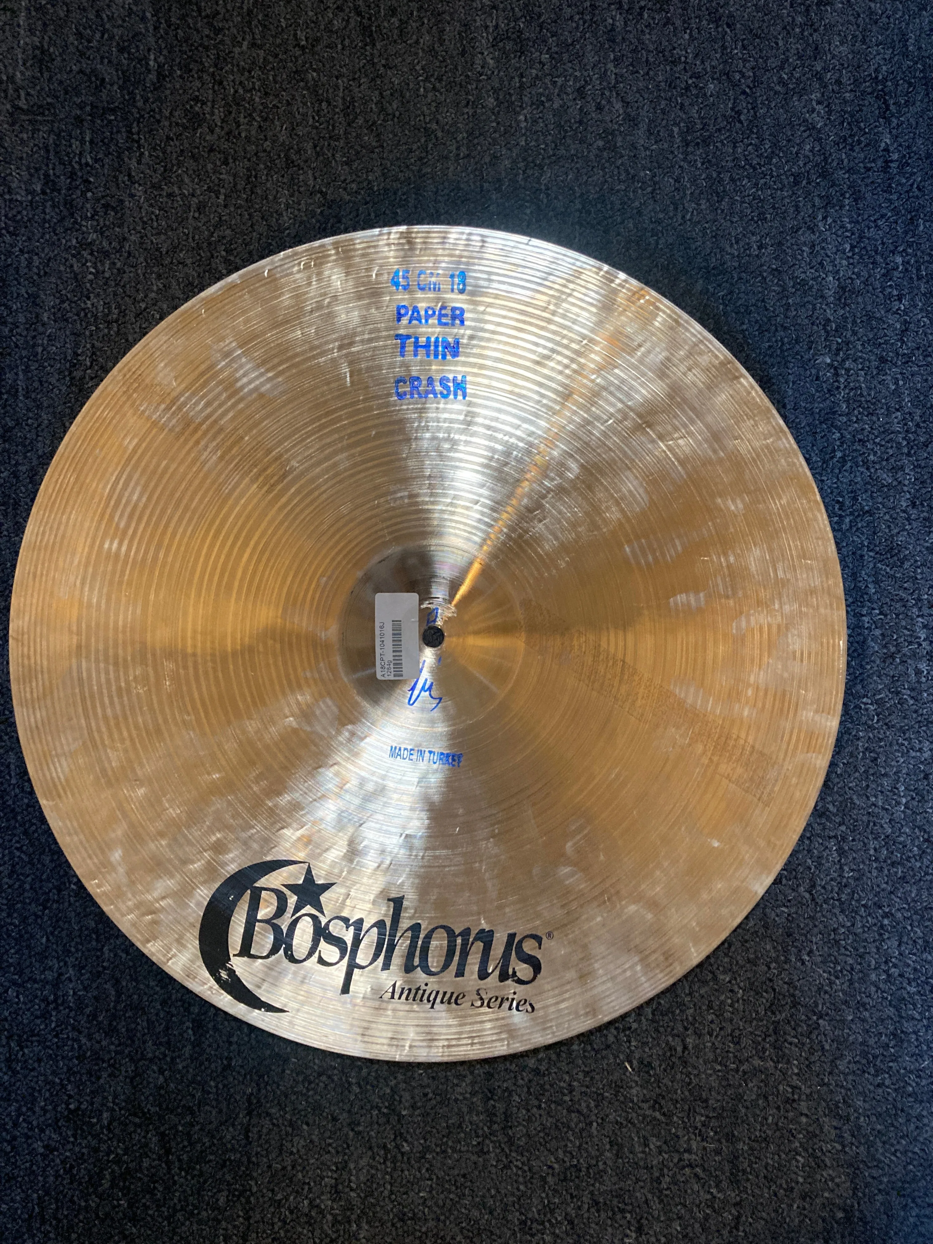 Used Bosphorus Antique Paper Thin 18" Crash 1292g