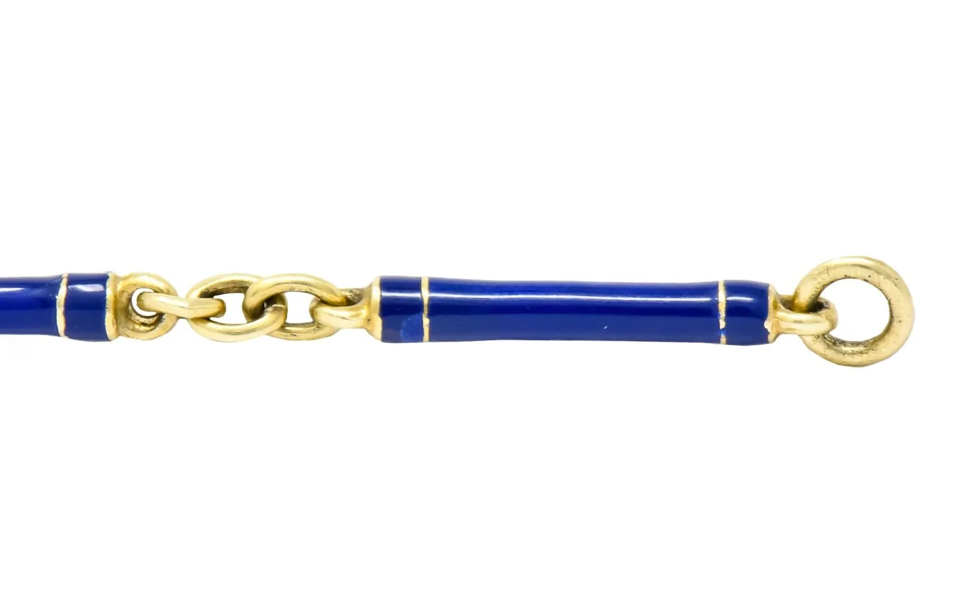 Victorian Blue Enamel 14 Karat Gold Link Bracelet
