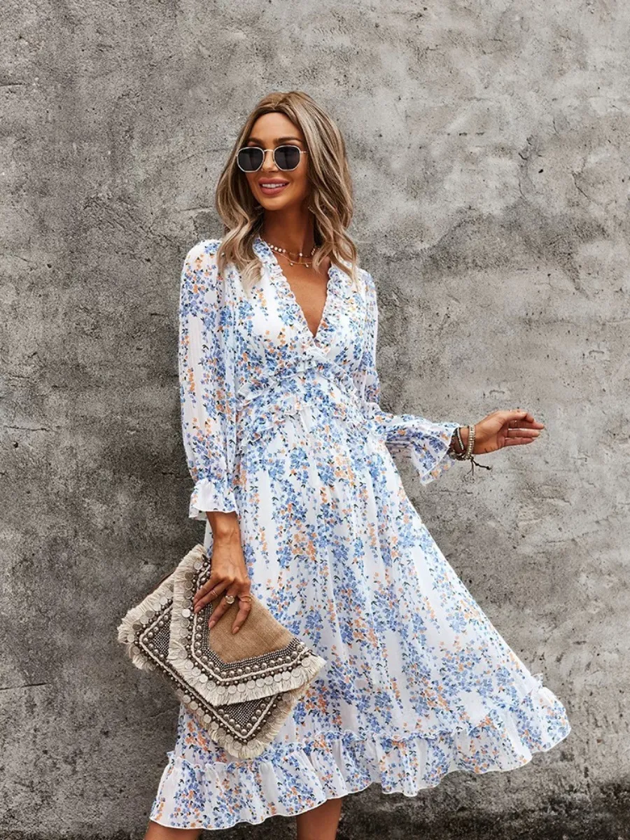 Zarnish Midi Dress - Garden Print